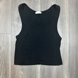 Clyque Black‎ Cropped Ribbed Tank Top Size Medium